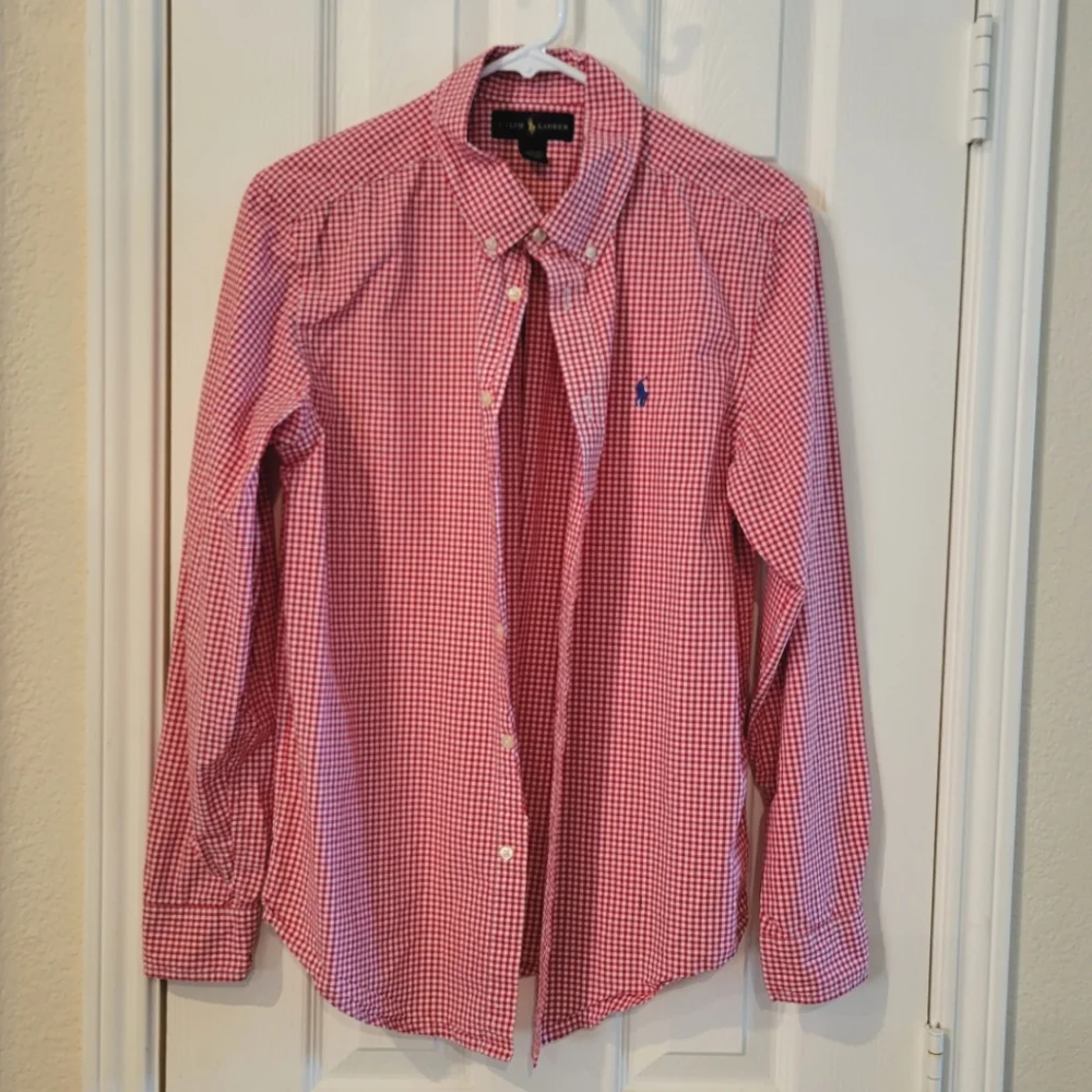 Ralph Lauren Youth XL Dress Shirt - Sz 18 - 20 Red And White Checked Shirt - Picture 1 of 4